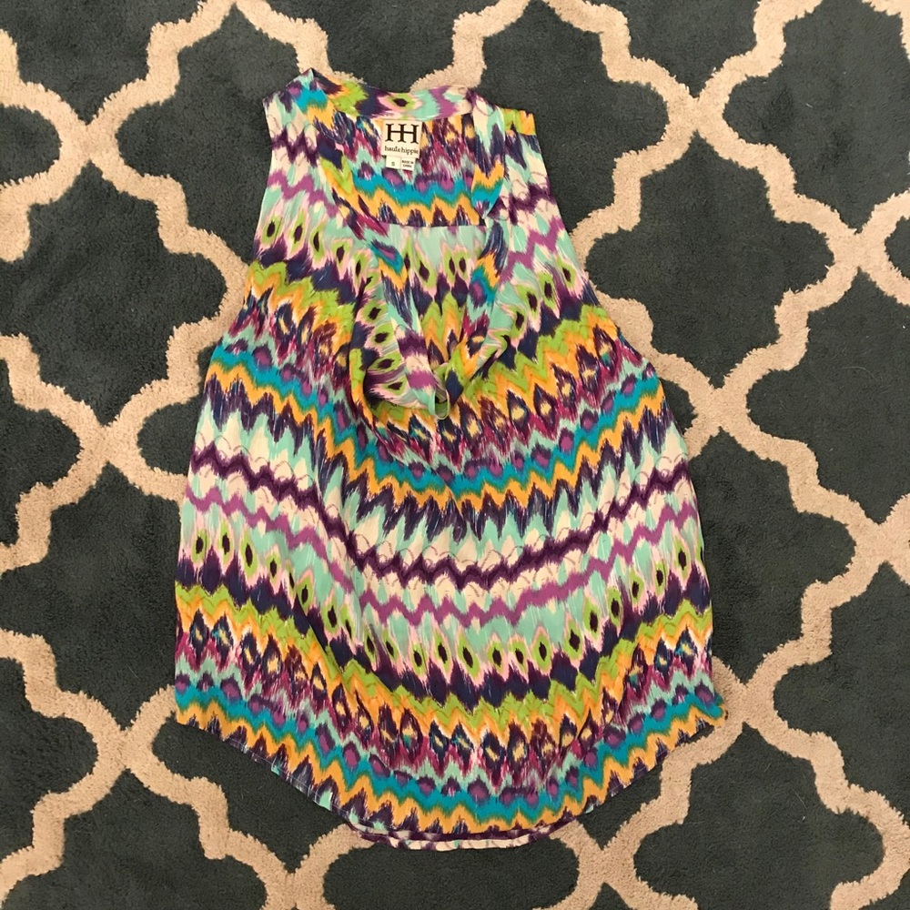 Haute Hippie chevron silk draped top size small